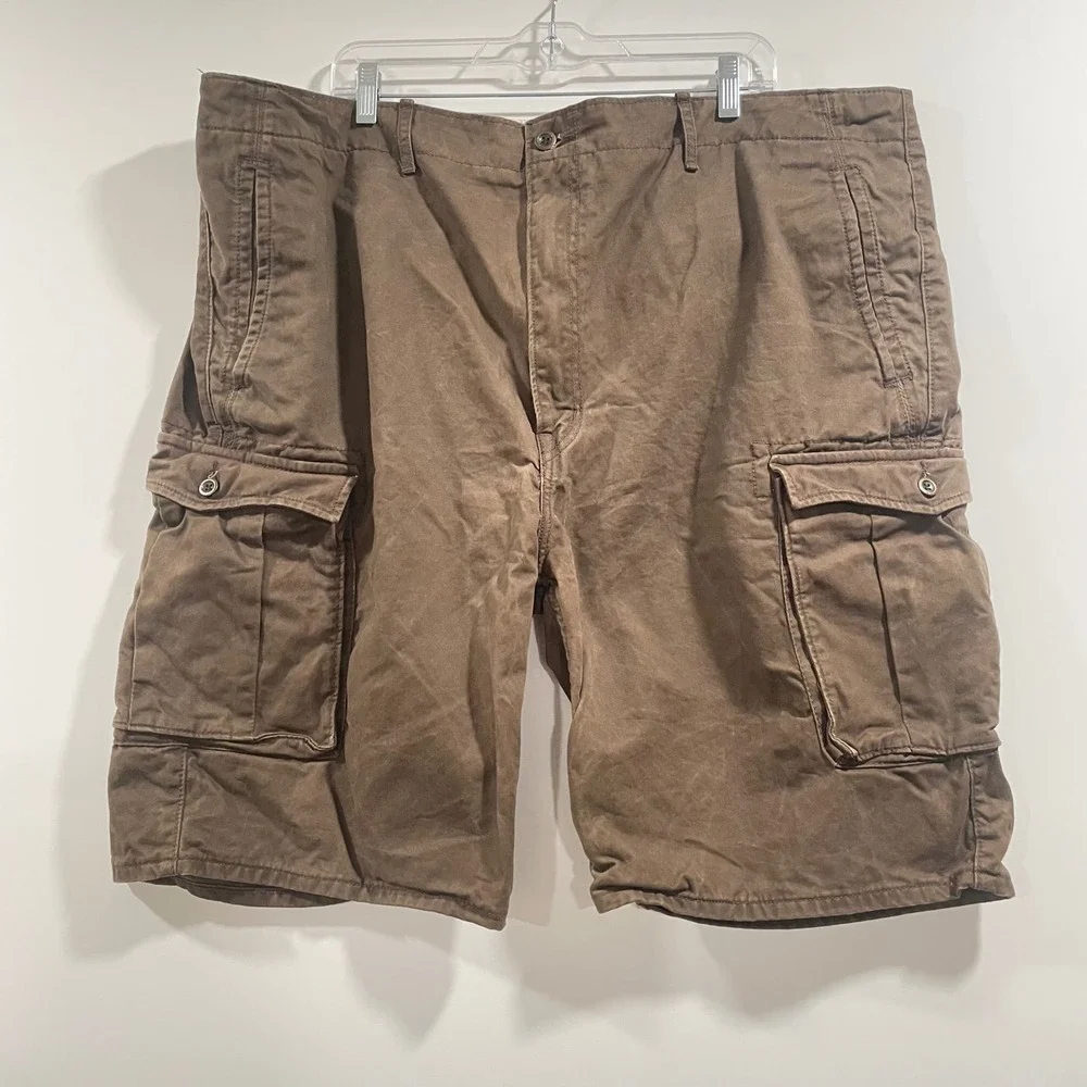 Levis Mens Cargo Shorts Brown Cotton Multi‎ Pocket Casual Size 44 Baggy Skater